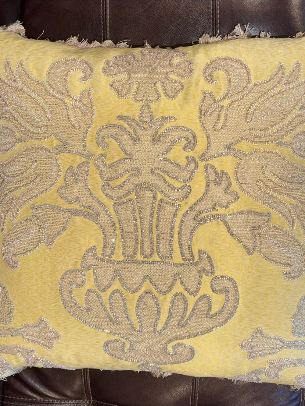 Morrison & Company Custom Beaded Luxury Throw Pillow Gold Silk Tassel Part 1